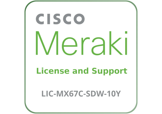 Cisco Meraki LIC-MX67C-SDW-10Y Secure SD-WAN Plus - License and Support Service