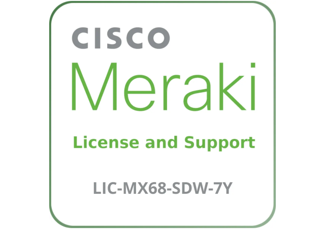 Cisco Meraki LIC-MX68-SDW-7Y Secure SD-WAN Plus - License and Support Service